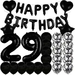 Sweet 29th Birthday Decorations Party Supplies,Black Number 29 Balloons