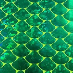 1 Yard Big Mermaid Shell Hologram Nylon Spandex Fabric 58/60 Inch Width Green