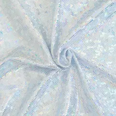 1 Yard Shatter Glass Hologram Stretch Nylon Spandex Fabric 4 Way 60" Width White Silver