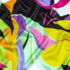 1 Yard Italian Seafoam, Purple & Yellow Bold Naturals Silk Charmeuse 52" Wide Luxury Designer Fabric