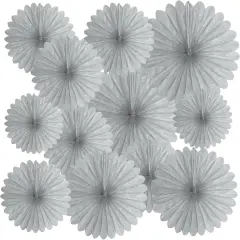 20 Pcs Silver Grey Hanging Paper Fan, Hanging Honeycomb Round Paper Fans for Weddings, Birthdays, Christmas
