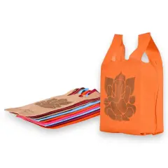 Ganesha Print Non Woven Gifts Party Favor Bags Ecofriendly Reusable for Indian Wedding Housewarming Puja 10 Bags Mix Colors