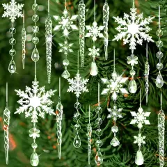 20 Pack Clear Crystal Christmas Ornaments