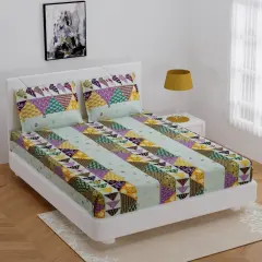 100% Cotton Sheets Indian Ethnic 3-piece Fitted Sheet Set 180 Thread Count 16 Inch Deep Pocket Premium Quality with Soft Pillowcases (king Queen Twin)