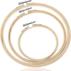 3 Pieces Embroidery Hoops, 4/6/7 inch Round Bamboo Adjustable Frame Circle
