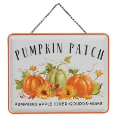 Multi-Color Pumpkin Patch Enamel Hanging Sign with Black Metal Hanger and Fall Pumpkin Design
