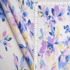1 Yard Cozy Double Knit Floral Print Fabric Stretch Polyester Rayon Spandex 56/57 Inches Wide IVORY