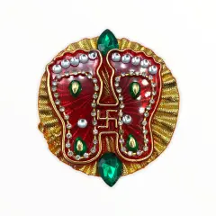 Acrylic Lakshmi Charan Paduka Feet Laxmi Padhuka Good Luck Footsteps Shubh Labh Rangoli Sticker for Door Entrance Home Temple Diwali Decoration Indian Traditional Vara Lakshmi Pagla