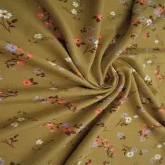 1 Yard Olive Vintage Ditsy Floral DTY Brushed Knit Fabric Soft Stretch 58/60 Inches Wide