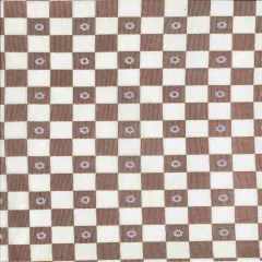 1 Yard Polyester Spandex 80 GSM Mesh Fabric, Flower Checker Print Lightweight Soft Stretch 54" Width IVORY/BROWN