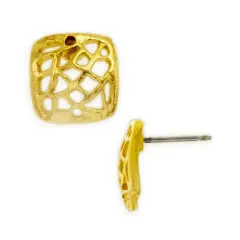 JewelrySupply Filagree 12mm Square Post Earring Satin Gold (Package of 2)