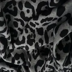 1 Yard French Terry Knit Fabric Animal Jaguar Cheetah Leopard Print 58/60" Width HGREY