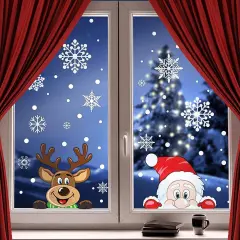 300 PCS 8 Sheet Christmas Snowflake Window Cling Stickers - Colorful