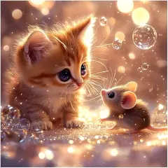 5D Diamond Painting Kits - Cat and Mouse Diamond Art Kit