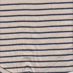 Rayon Spandex Jersey Yarn Dye Stripe Fabric 1 Yard Soft Stretch Lightweight 58/60" Wide OATMEAL/NAVY