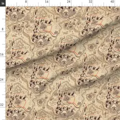 Various Fabrics by the Yard or Fat Quarter Dragon Cartography Fantasy Sepia Map Dragons Adventure Playful Kids Custom Printed Fabric by Spoonflower