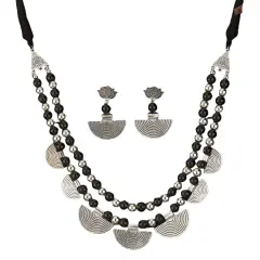 Indian Boho Tribal Jewelry Set Aesthetic Comfortable Indian Choker and Earrings Rural Jewelry Gypsy Boho Set Ethnic Style Jewellery for Women Black