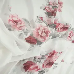 Digital Floral Mesh Fabric Lightweight Sheer Stretch, 56/58&rdquo; Wide Polyester Spandex IVORY