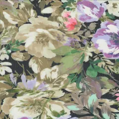1 Yard Digital Floral Mesh Knit Fabric, 54&Prime; Wide Polyester Spandex Blend BLACK