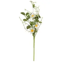16&rdquo;Long White Mini Daisy and Heather Pick with Flexible Green-Wrapped Stem