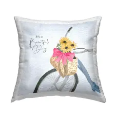 It's a Beautiful Day Bicycle Outdoor Printed Pillow Design by Lucille Price, 18 x 7 x 18