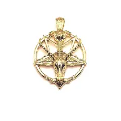 1, 4 or 20 Pieces: Gold Satanic Baphomet Pentagram Charms