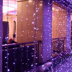 300 LED 12 Strand Twinkling Curtain Light Plug in Purple