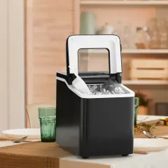 Compact and Portable Countertop Ice Maker Machine with Scoop Black