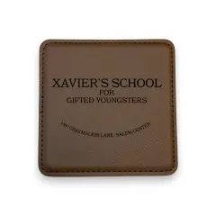 Coaster - Xaviers School for the Gifted and Talented - SET OF 2 - Leather or Stitched Cork Dark Brown/Black