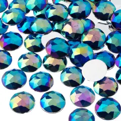 John Bead 16mm Round Acrylic Flat Back Rhinestones, 200pcs Royal Blue AB
