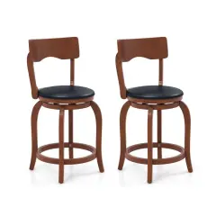 Velvet Swivel Bar Stools Set of 2 with Rubber Wood Frame and Upholstered Seat