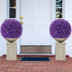 Faux Purple Eucalyptus Decorative Balls with 7 Layers Leaves for Backyard Porch Garden and Wedding