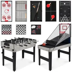 Best Choice Products 13-in-1 Combo Game Table Set w/ Ping Pong, Foosball, Basketball, Air Hockey, Archery Gray