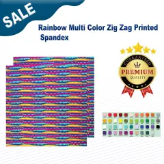 Rainbow Multi Color Zig Zag Printed Spandex