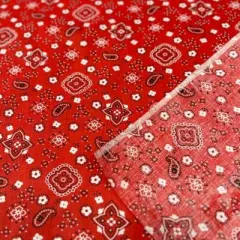 1 Yard Bandana Print Poly Cotton Fabric 58" Red