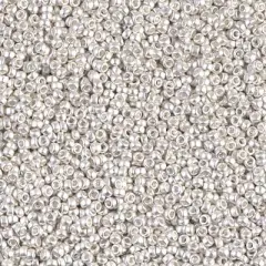 Miyuki 15/0 Round Seed Bead, 15-0961F, Matte Bright Sterling Plated, 8 grams