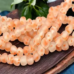 13-15mm Blended Orange Crystal African Recycled Glass Beads (10" Strand)