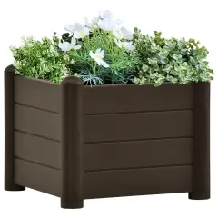 vidaXL Garden Raised Bed PP Mocha 16.9"x16.9"x13.8"