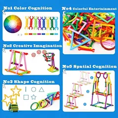 500 Pieces Building Toys Building Blocks Kids Educational Construction Engineering Set, Interlocking Creative Connecting Kit, STEM Toy for Both Boys and Girls