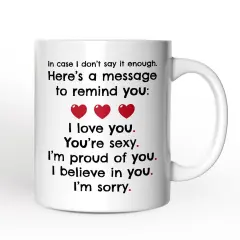 All The Things to Say Heartful Message Mug, Romantic Sincere Gift For Husband or Wife