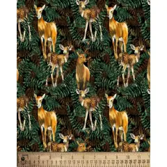 Deer Forest Cotton Fabric| By the Yard | Sewing and Crafting | 44 inches wide