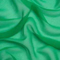 1 Yard Silk Crinkled Chiffon Kelly Green Sheer Lightweight Fashion Fabric, 43 Inches Wide