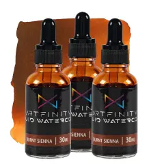 Artfinity Liquid Watercolor Paint 30 ml Bottle - 3 Pack, Burnt Sienna - Vibrant Dye-Based Liquid Watercolor w/ Glass Pipette, Fast-Drying, Fine Art Paint for Calligraphy, Airbrushing & Traditional Art
