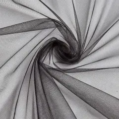 1 Yard Micro Stretch Mesh Nude Fabric, 100% Polyester, 60" Wide Black