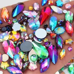 1000pcs AB Colorful Flatback Rhinestones - Mixed Color