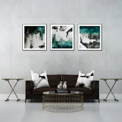 Whiteline Modern Living Maia 3-Piece 28""x28"" (each) Canvas Wall Art, Black PS Frame