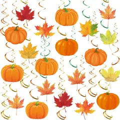 30 Pcs Fall Pumpkin Maple Leaf Hanging Swirls