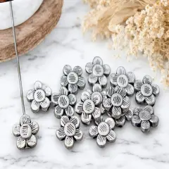 *50* 10mm Antique Silver Daisy Flower Spacer Beads