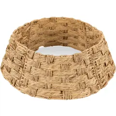 Best Choice Products 42in Basket Woven Hyacinth Christmas Tree Collar, Tree Skirt Accessory w/ Cord Cut-Out Natural