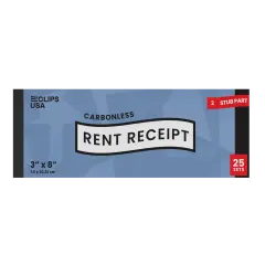 Rent Receipt Books White &ndash; 3x8 in &ndash; 25 Sets &ndash; 72 Books